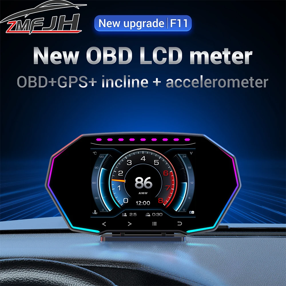 Car OBD+ GPS Digital Head Up Display For HUD On-board Computer RPM Water Temp Voltage Speed Meter With Overspeed Alarm Gauge