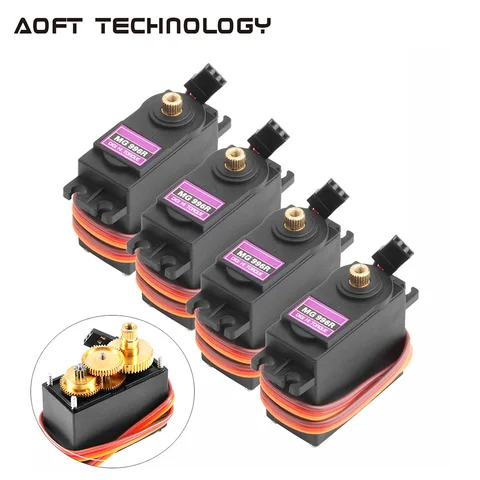 Digital All Metal Gear para carro JR, modelo RC, helicóptero, barco, Arduino UNO, DIY, MG995, MG996R, 13kg, 15kg, 4pcs