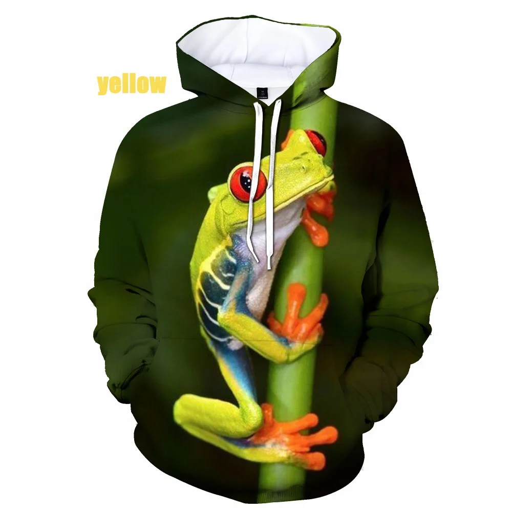 

2022 New Fashion Tree Frog Men Women Hot Sale Funny Animal Hoodies 3D Print Frog Casual Hooded Pullover Oversized Size