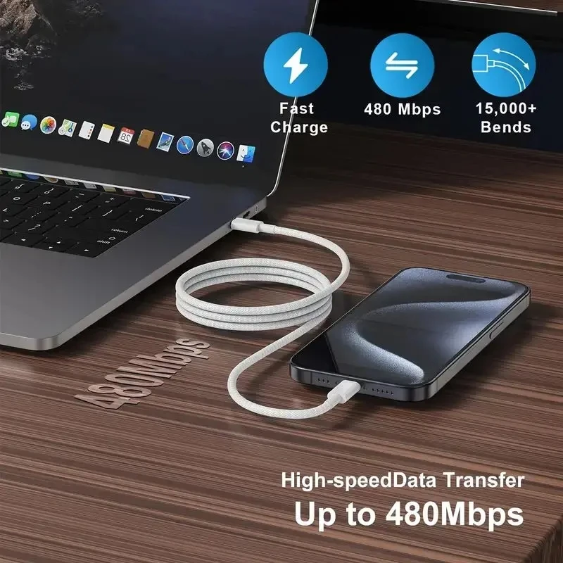 2 sztuki 60W kabel USB C do typu C dla iPhone 15 Plus 15 Pro Max Samsung Xiaomi OPPO Realme USB-C szybkie ładowanie kabla PD z pudełkiem