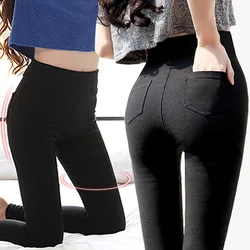 2024 Fashion Korean Leggings Female Solid Color Slim Affordable Appear Thin Comfortable Pencil Pants Elastic Force Casual Pants