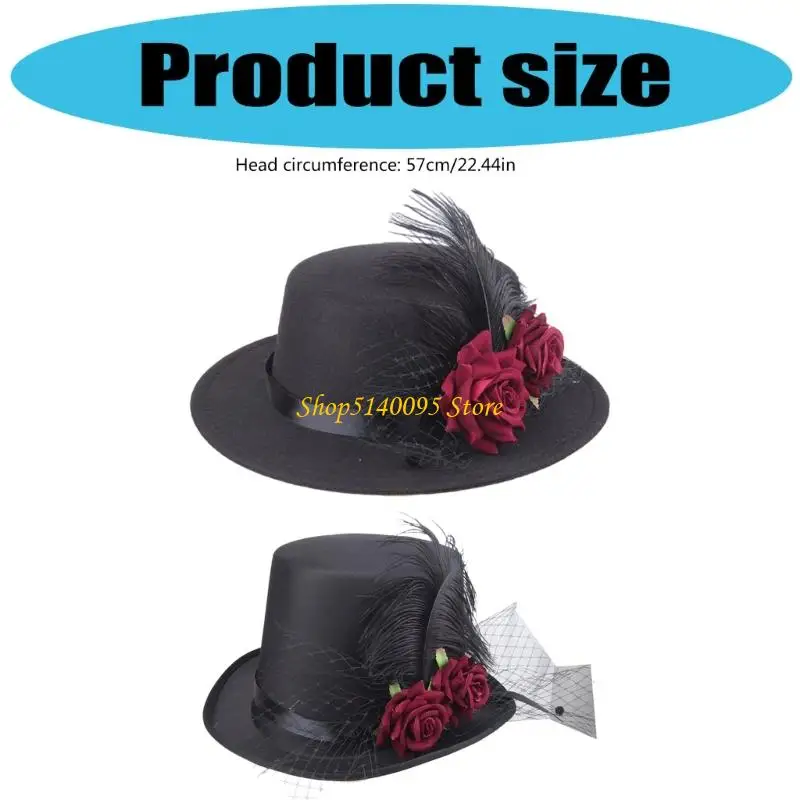 DXAE Victorian Hat Vintage Flower Hats Steampunk Top Hat Halloween Cosplay Costume Accessories Party Hat Gift