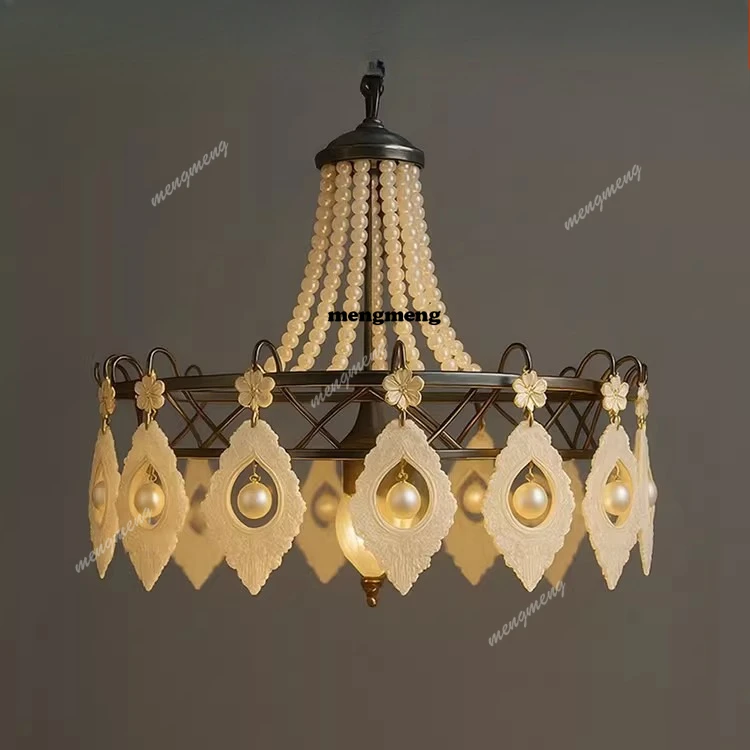 Bead string chandelier retro personality creative modeling dining table French court style designer living room bedroom light