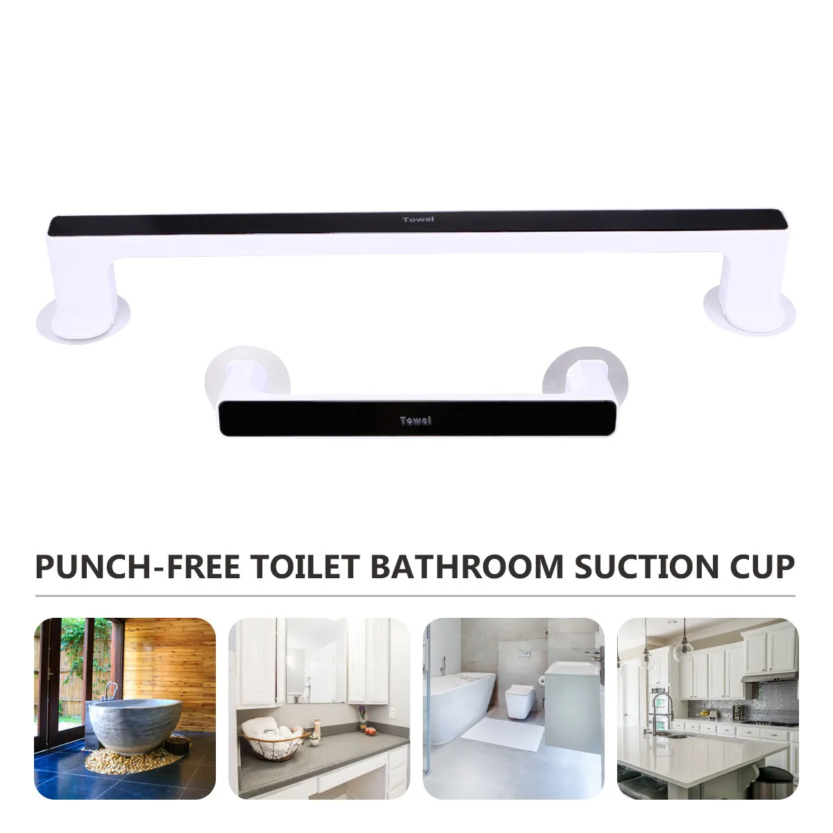 

2Pcs Suction Towel Rack Creative Bathroom Organizer Traceless Storage Rack Wall Mounted Bath Towel Holder Heat Resistant