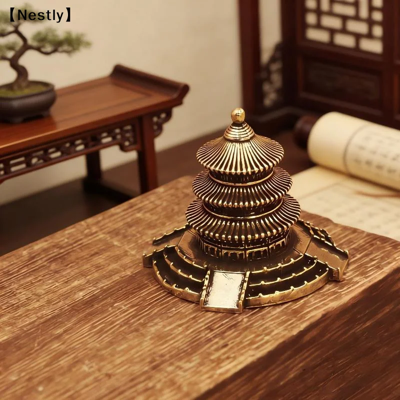 Brass Ancient Architecture Figurines Home Decor Ancient Buildings Pavilions Fairy Garden Miniatures Fish Tank Decoration〔Nest〕