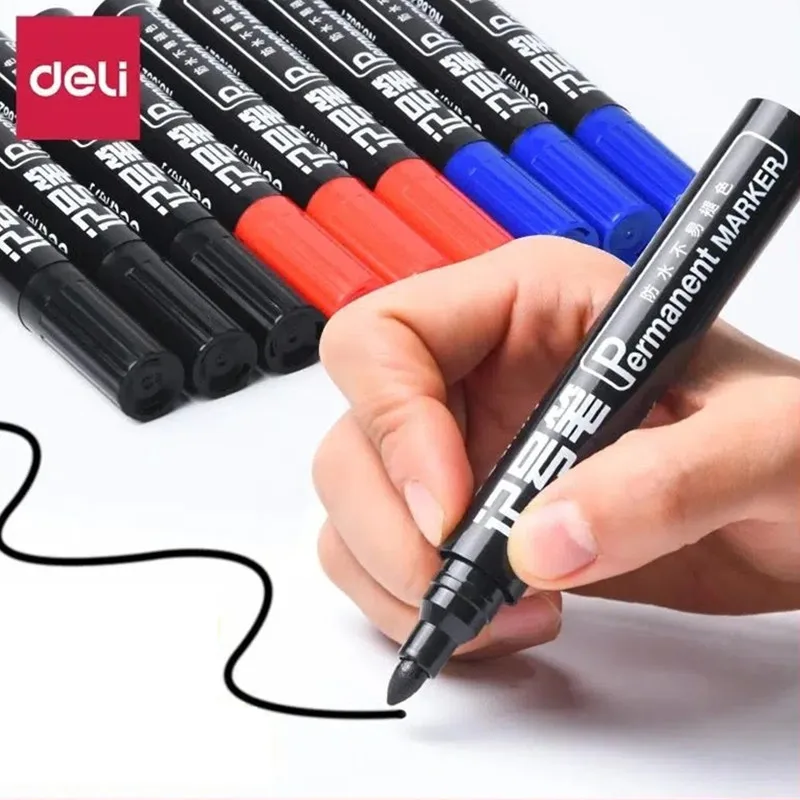 Deli Waterproof Oily Fast Dry Mark Pen Paint Glass CD Wood Stone Markers School Office Supply Stationery Student Writing Gift