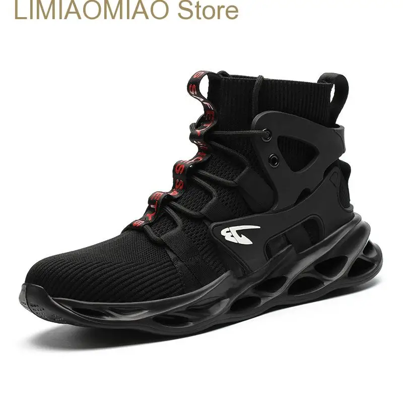 Big Size Work Sneakers Safety Shoes Puncture Proof Anti-Smashing Round Steel Toe Non-Slip Mesh Ankle Boots Breathable Fashion