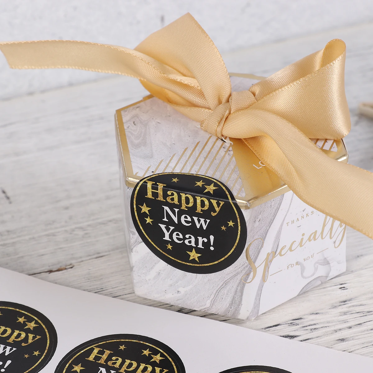 

Labels New Year Sealing Stickers Gift Tags Cookie Bags Removable Easy Peel off Happy