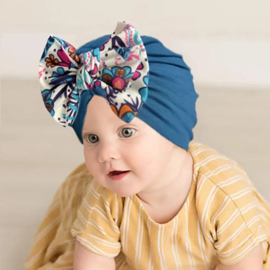 18 Colors Lovely Bow knot Baby Hat Cute Solid Color Baby Girls Boys Hat Turban Soft Newborn Infant Cap Beanies Head Wraps