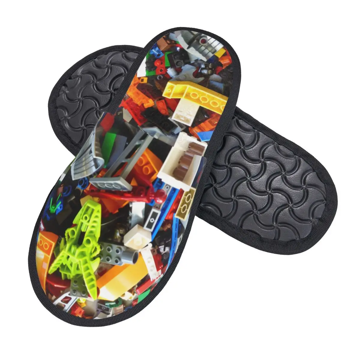 Custom Building Blocks Pattern Memory Foam Slippers Women Cozy Warm House Slippers