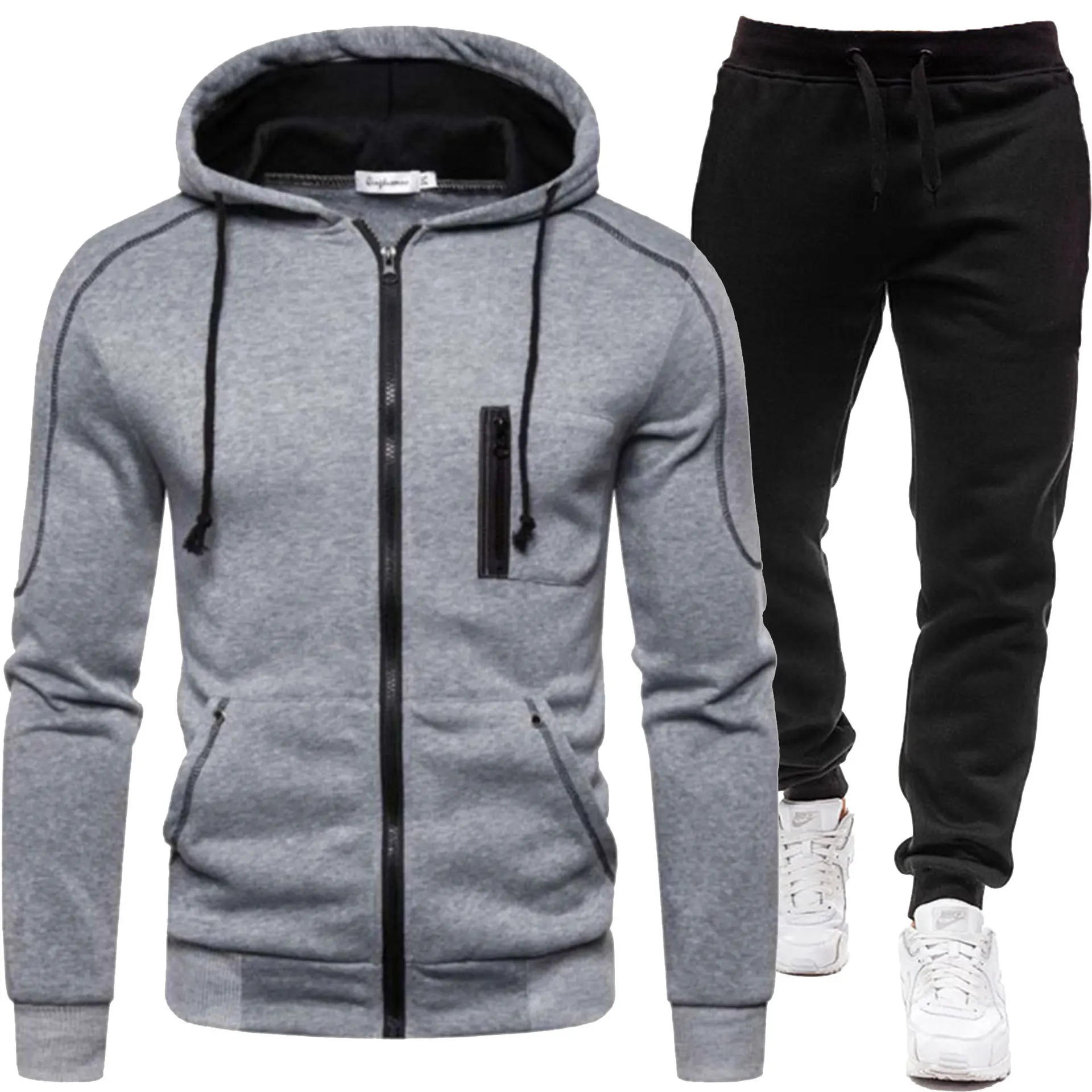 2025 Cardigan-Jacke für Frühling und Herbst, Herren-Kapuzenjacke mit Reißverschluss für Outdoor-Laufsport, Lässiger Herren-Hoodie-Set – Detail 6