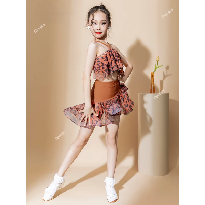 

Girls Latin Dance Dress Split Rumba Samba Dance Clothes Kids Competition Salsa Costume Child Ballroom Tango Dresses Performance