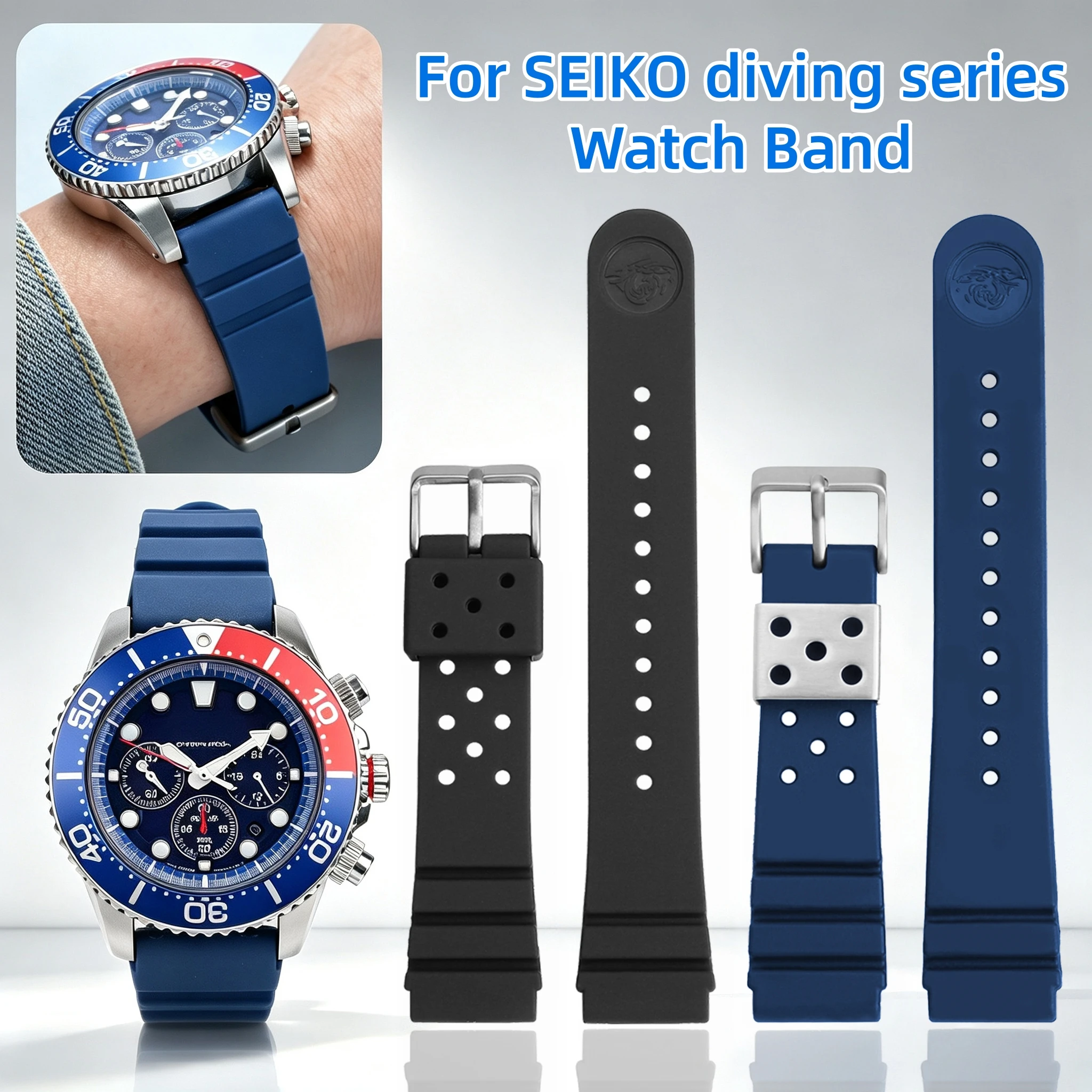 Seiko Watch 5 Sports - Silicone Rubber Strap 20mm 22mm Men