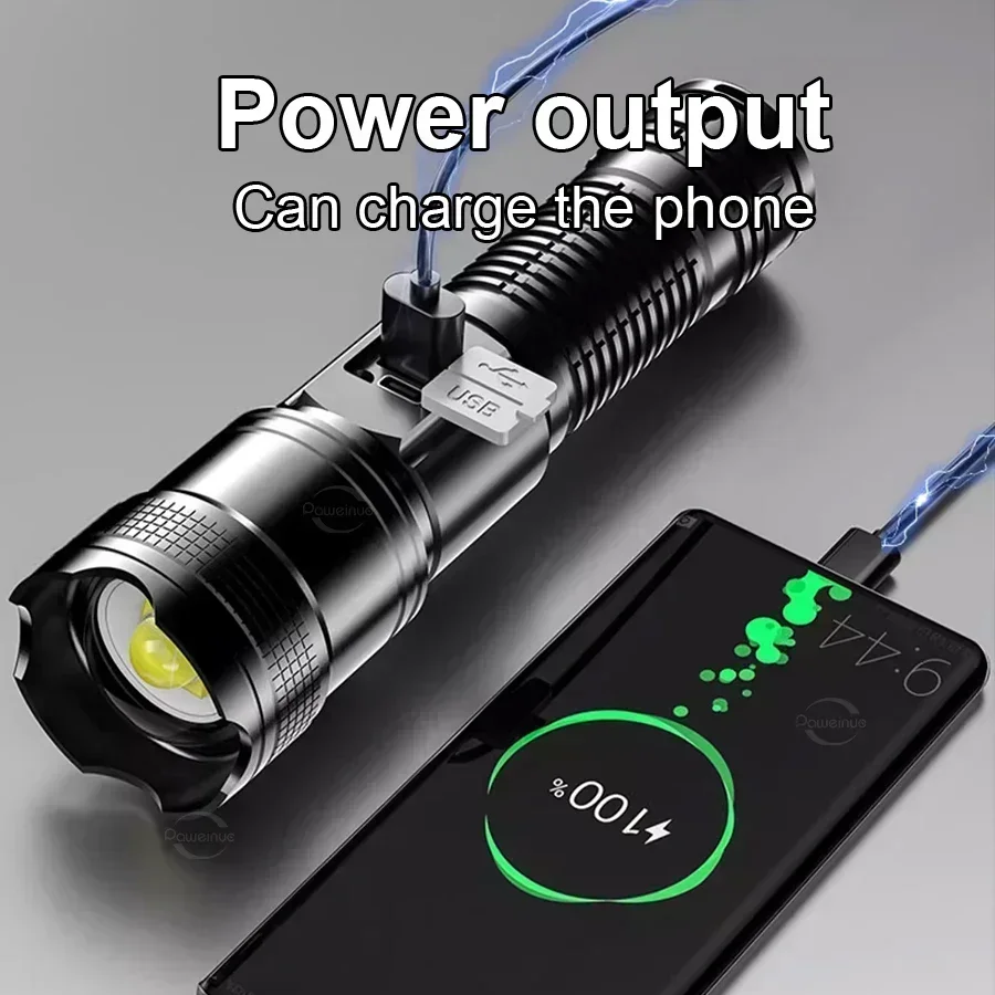 Powerful Rechargeable LED Flashlights High Power Tactical Flashlight Telescopic Zoom Torch Lamp Outdoor Fishing Camping Lantern