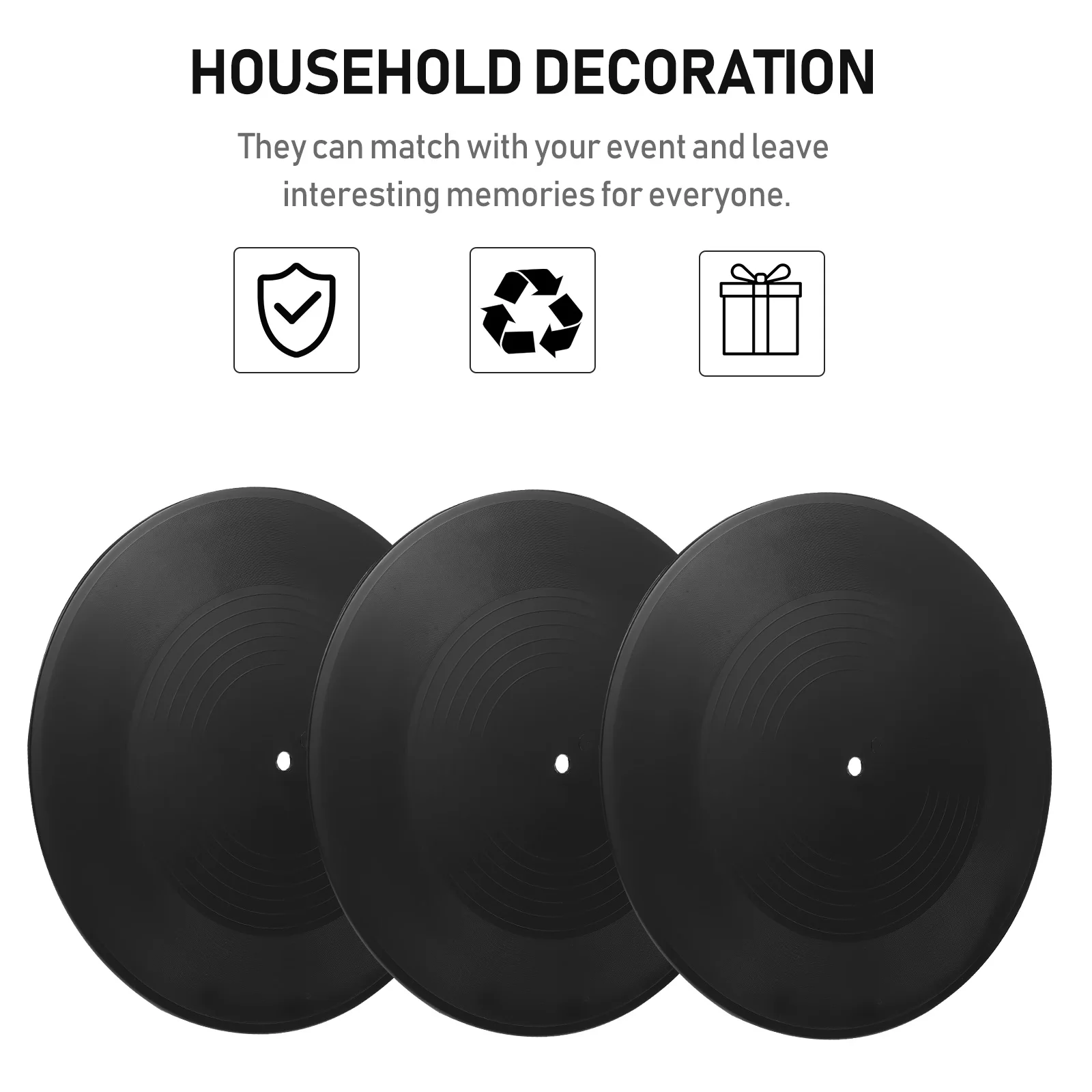 

12pcs Vinyl Record Decoration Retro Wall Home Adornments Fake Records Interior Decor Art DIY Posters Stickers