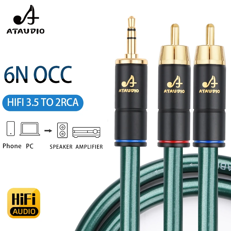 ATAUDIO Hifi Stereo 3,5mm zu 2RCA Kabel Hohe Qualität 2RCA zu AUX 3,5 Y Splitter Audio Kabel Für DJ Lautsprecher plattenspieler Verstärker Auto