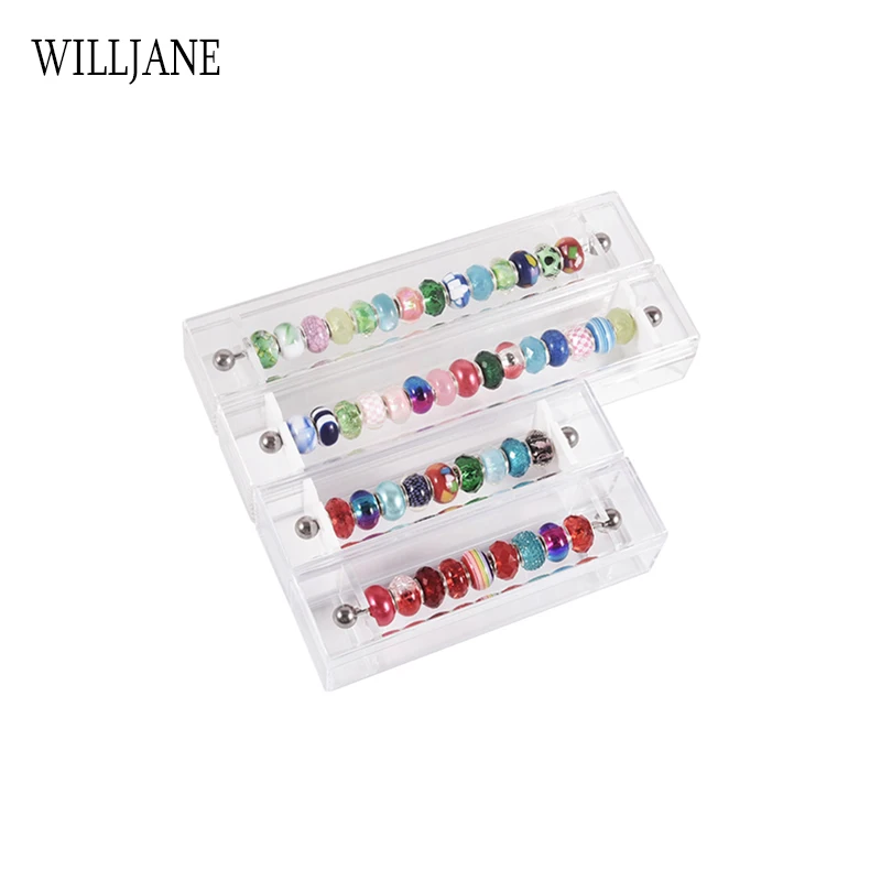 Acrylic Pandora Jewelry Charms Storage Box Bracelet Beads Rondelles Display Holder Bar Travel Carrying Case Trollbeads Container