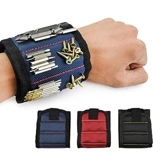 Magnetic Wristband with Super Strong Magnets Holds Screws, Nails, Drill Bit. Unique Wrist Support Design Cool Handy Gadget Gifts