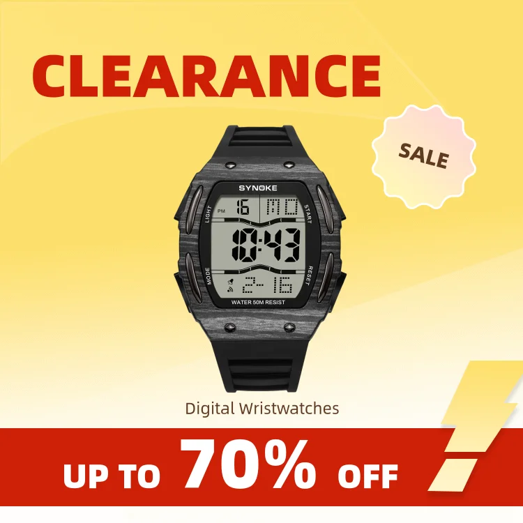 Clearance_SYNOKE Watch Outdoor Sports Multifunctional Waterproof Shock Resistant Large Screen Display Luminous LED Digital Watch