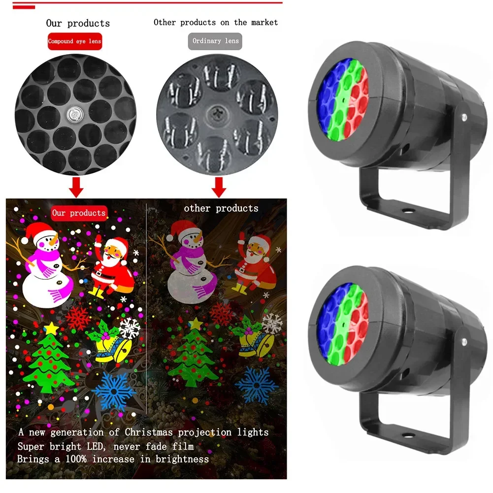 Proyector de luces navideñas para exteriores, lámpara de proyección Led impermeable, decoración de Navidad, luz láser de copo de nieve, luces de escenario para fiestas