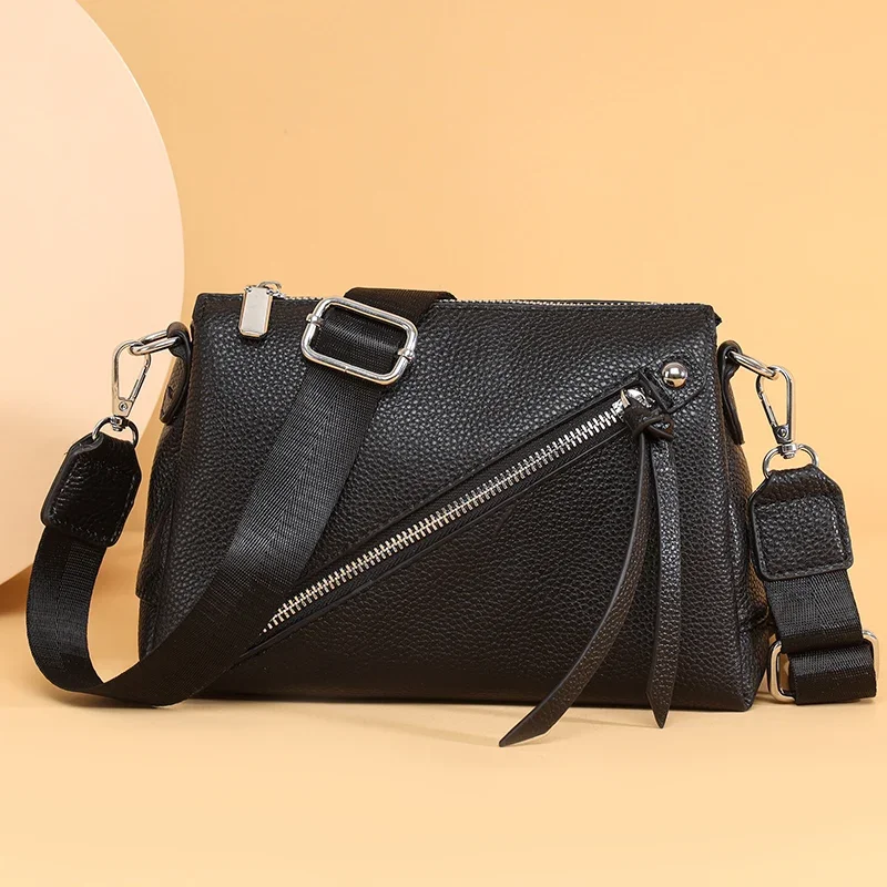 

Luxury Soft Genuine Leather Handbag Solid Color Women Shoulder Messenger Bag Fashion Cowhide Tote Fashion Female Crossbody Sac