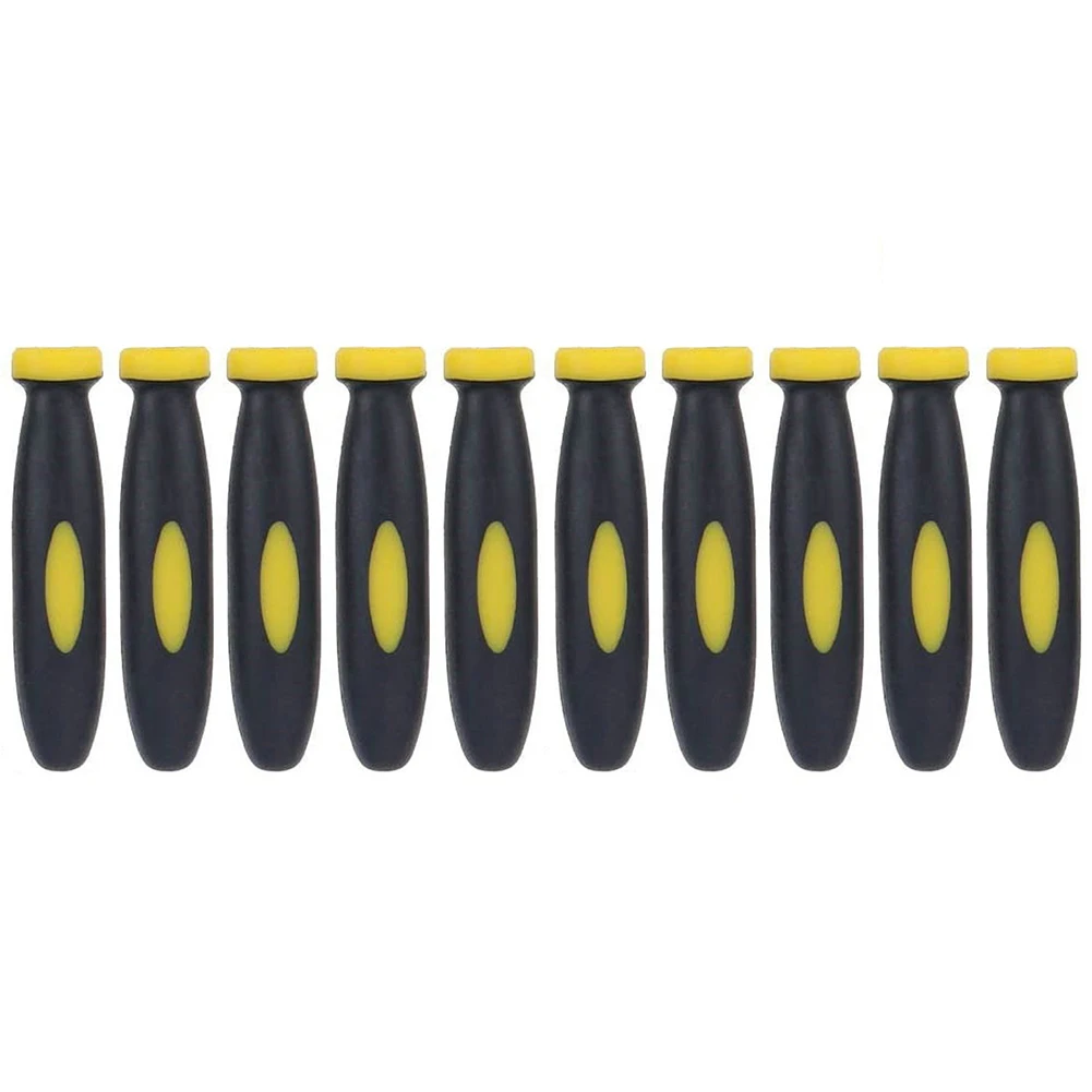 10Pcs Rubber File Handle Reusable Quickly Installed Handle 3mm Hole Diameter For Files Handles Grip Yellow Black