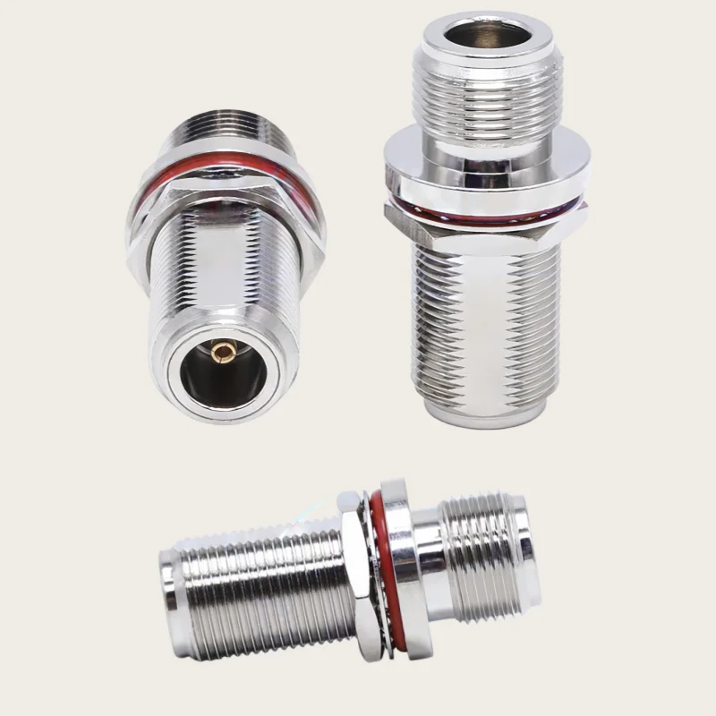 2pcs N Female Jack to N Female Nut Bulkhead Straight RF Coaxial Connectors 50 Ohm Double Yin Adapter for Electronic Components