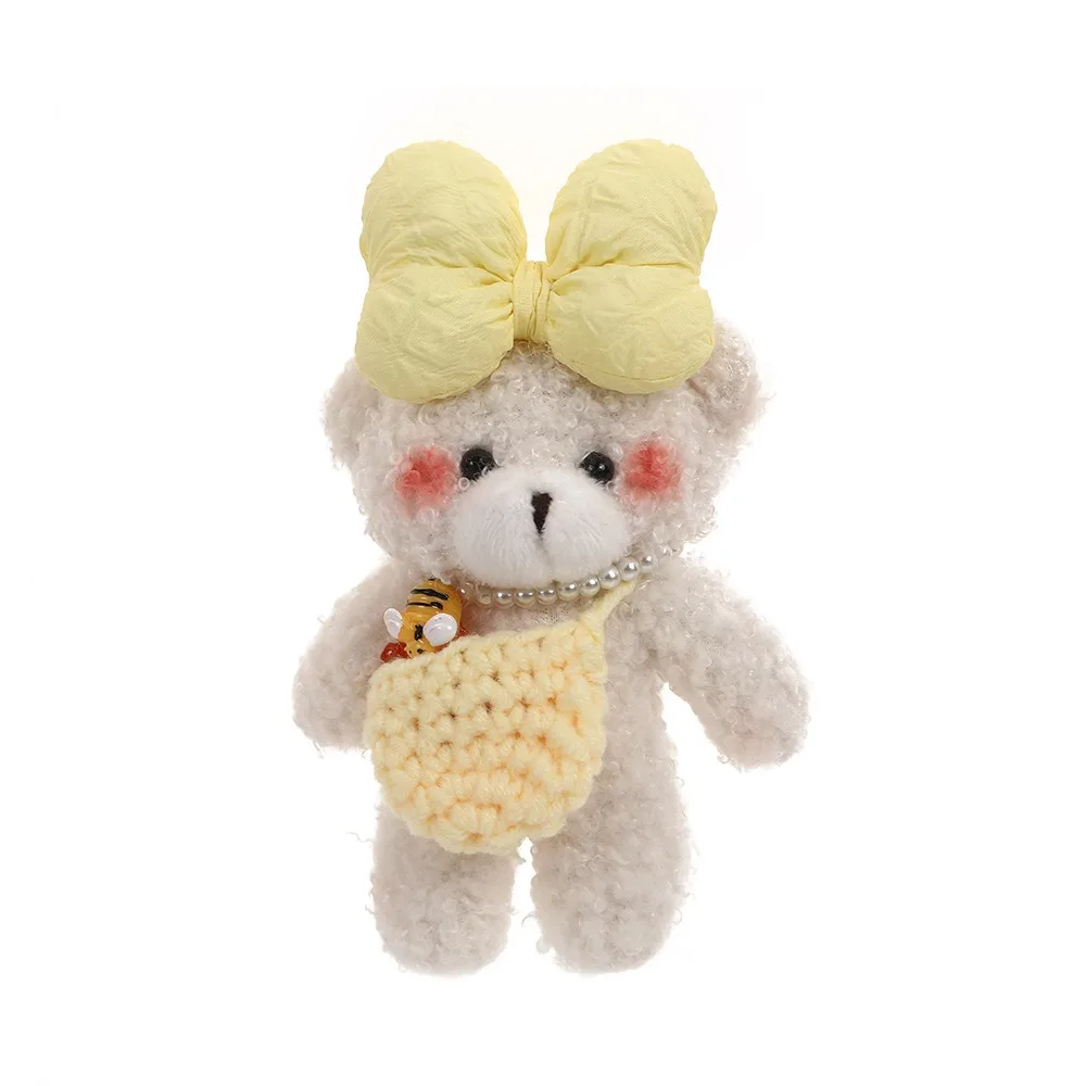พวงกุญแจตุ๊กตาหมีน่ารักขนฟูประดับโบว์ ของตกแต่งกระเป๋า ตุ๊กตาหมีนุ่มนิ่ม ขนาด 12 ซม. ของเล่นตุ๊กตาหมีนุ่มนิ่มน่ารัก ตกแต่งกระเป๋าเป้