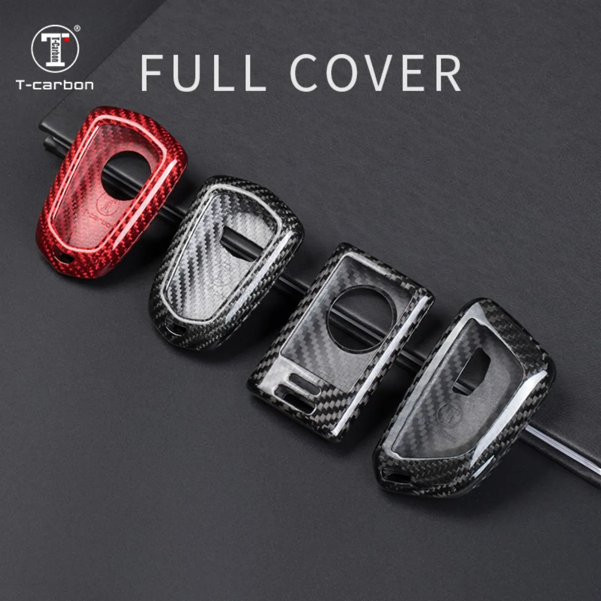 T-carbon Carbon Fiber Car Key Cover Fit For Cadillac Escalade ESV EXT 2007-2014 6 Buttons Key Case Car Accesories Key Fob
