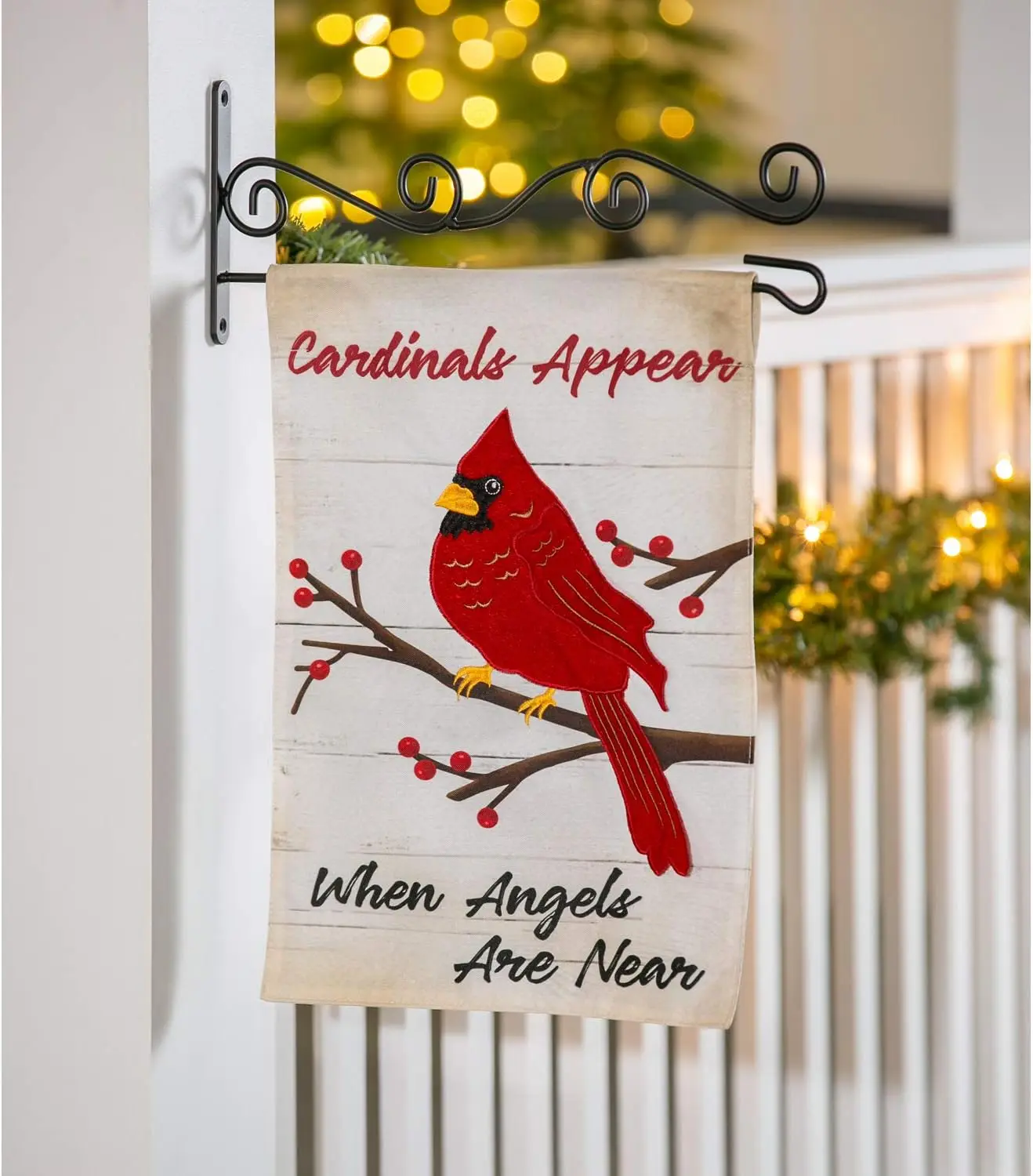 Evergreen Flag When Angels Are Near Garden Linen Flag | Winter Garden Flag 12 x 18 Double Sided | Small Holiday Garden Flags For