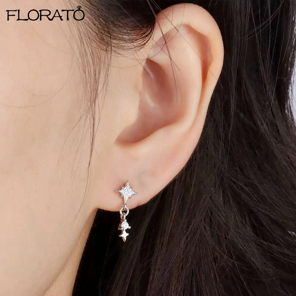 

925 Sterling Silver Needle fashion star Zircon Stud Earrings for Women 2026 New Small Earrings INS Minimalism Jewelry Gifts