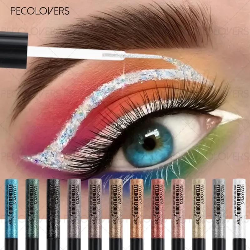 1PC 글리터 아이라이너, 멀티 컬러 옵션, 반짝이는 아이라이너, 할로윈 및 크리스마스 메이크업에 적합