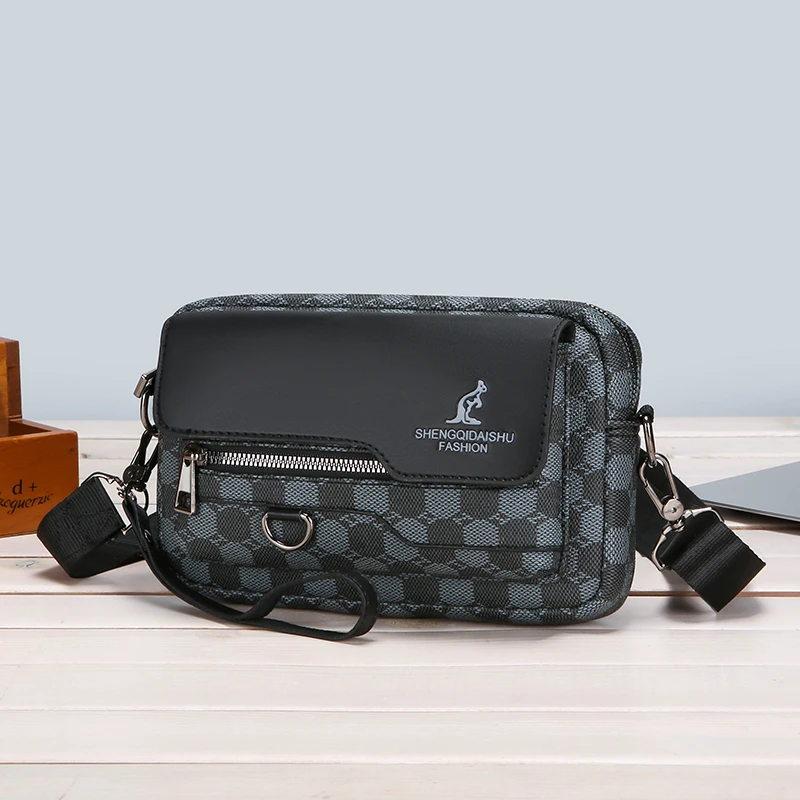 

Business Men's Clutch Bags High Quality PU Leather Man's Small Shoulder Bag Multi-Functional Men Handbag Bag With Waist Strap