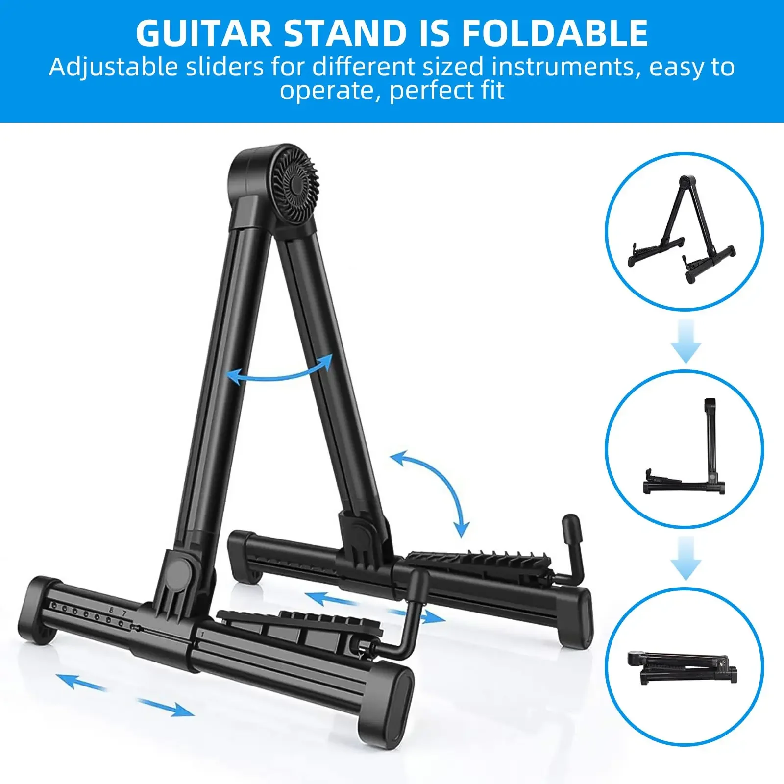 Foldable Lightweight Guitar Stands, Universal ABS Instrument for Classic Acoustic Electric Bass, Banjo, Portable Ukulele