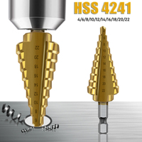 4-22mm HSS 4241 Hex Shank Titanium-plated Straight/Spiral Fluted Step Drill Bit Hole Cutter For Metal Sheet Wood Cone Core Drill