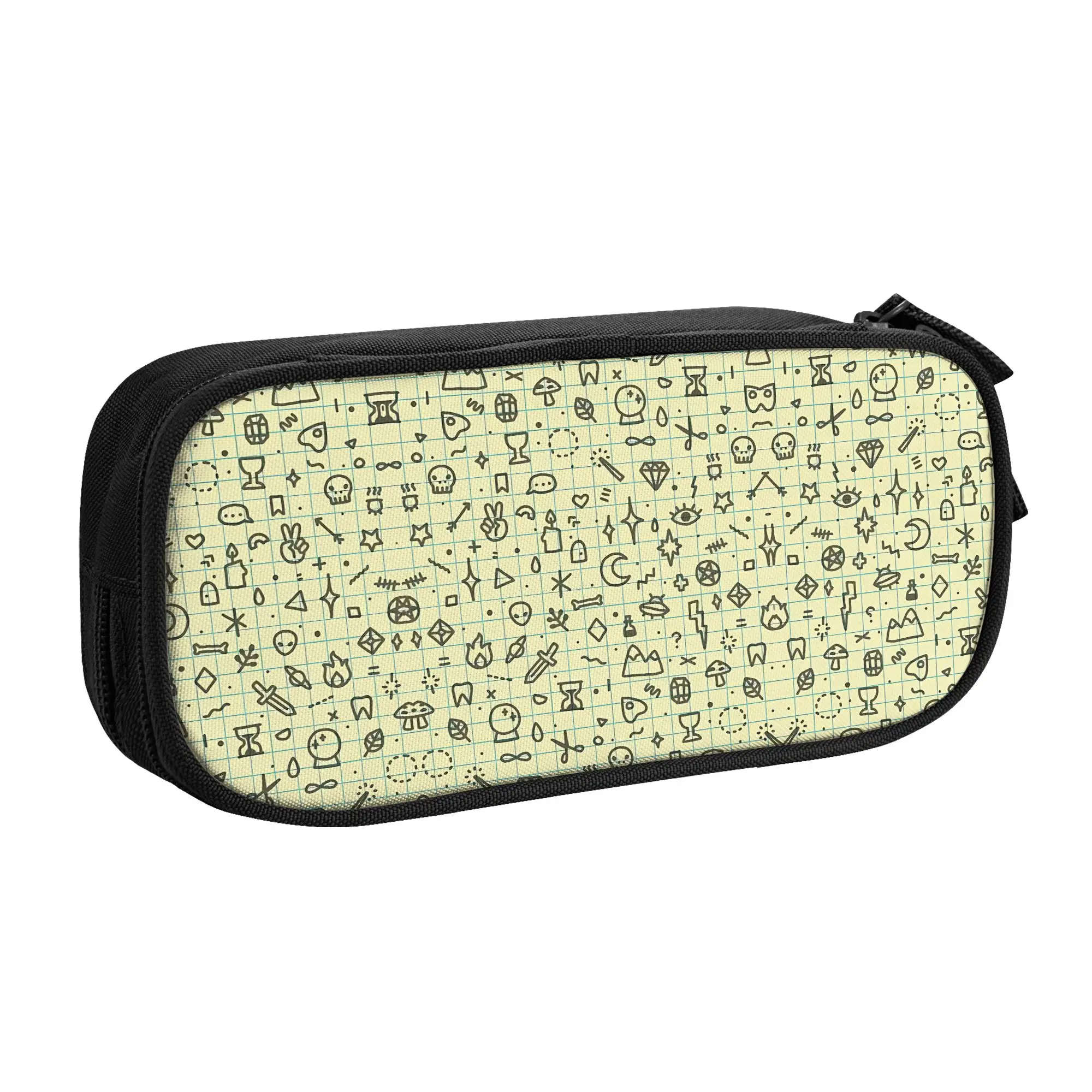 1 piece Stylish Doodles Pattern Pencil Case Boys Pen Bag Back To School School Stationery Bag