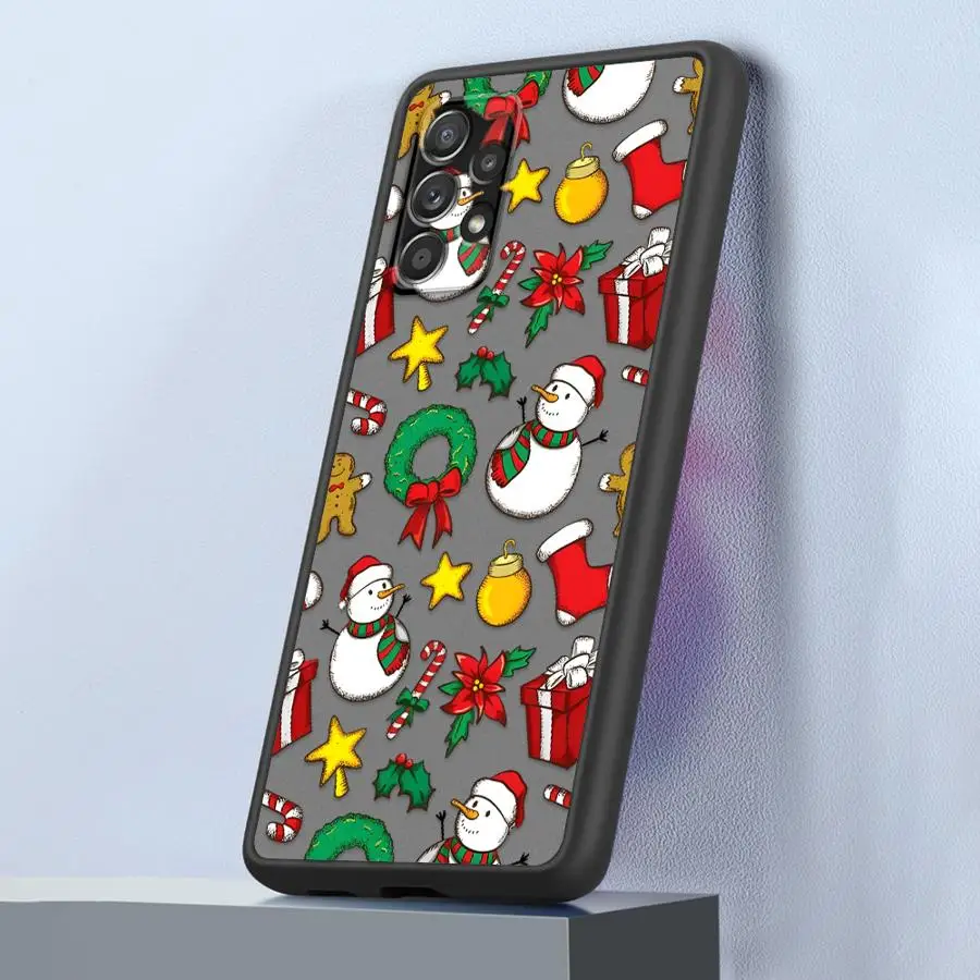 عيد الميلاد البسكويت رجل عودة غطاء الهاتف حقيبة لهاتف سامسونج غالاكسي A54 A52 A56 A24 A25 A26 A34 A22 A53 A73 A21s A35 A36