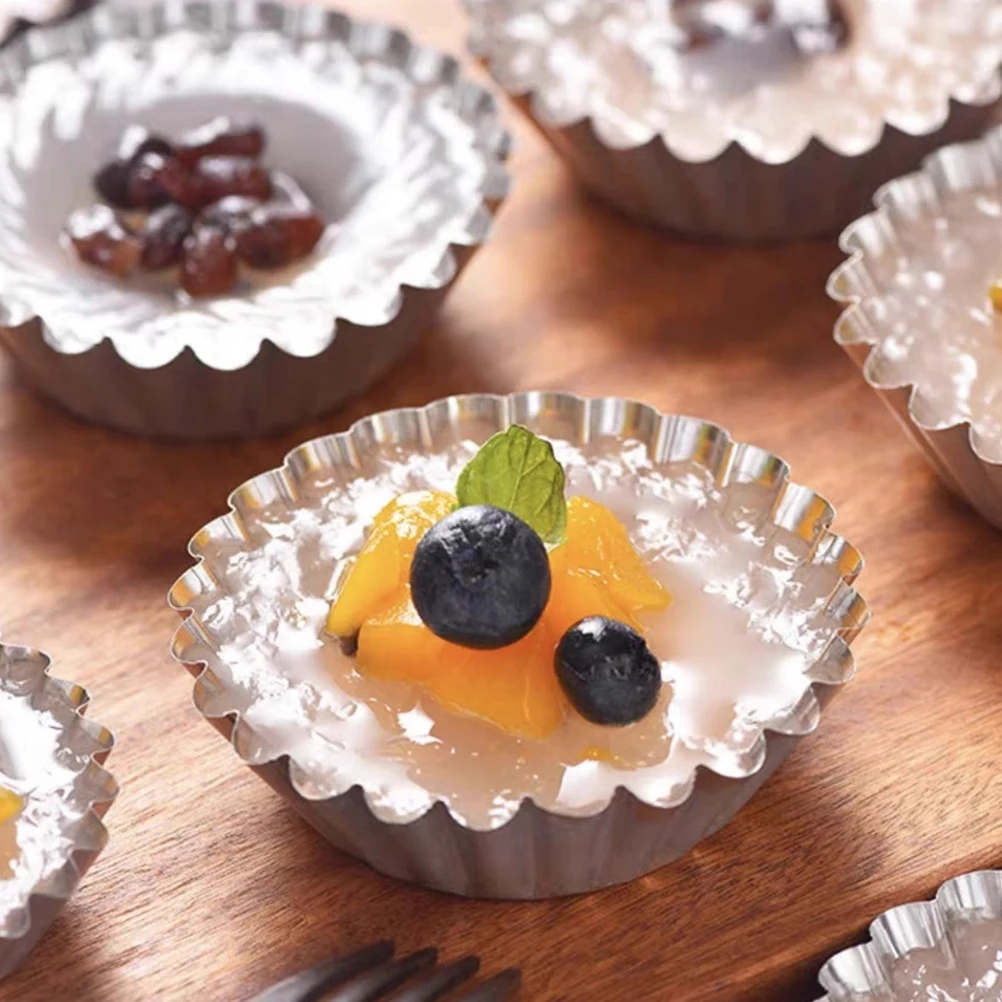 

20 Pcs Egg Tart Mold Mini Aluminum Alloy Baking Pans Chrysanthemum Shape Versatile Kitchen Baking Tools Efficient Heat