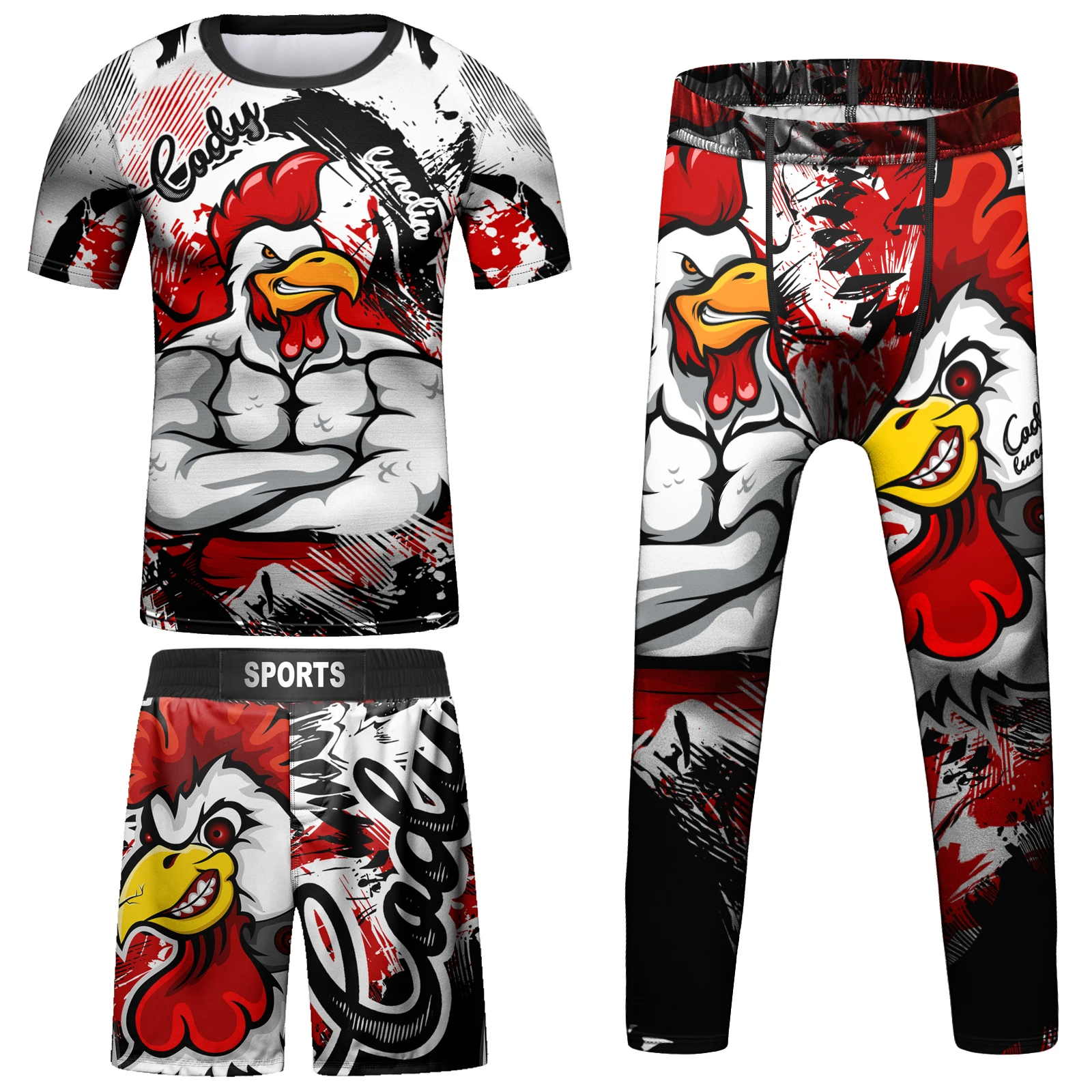 Children Fitness Sportswear Bjj Rashguard for Kids Boy MMA Shorts + Fighting Leggings + Training Tight T-shirts Girls Tracksuit