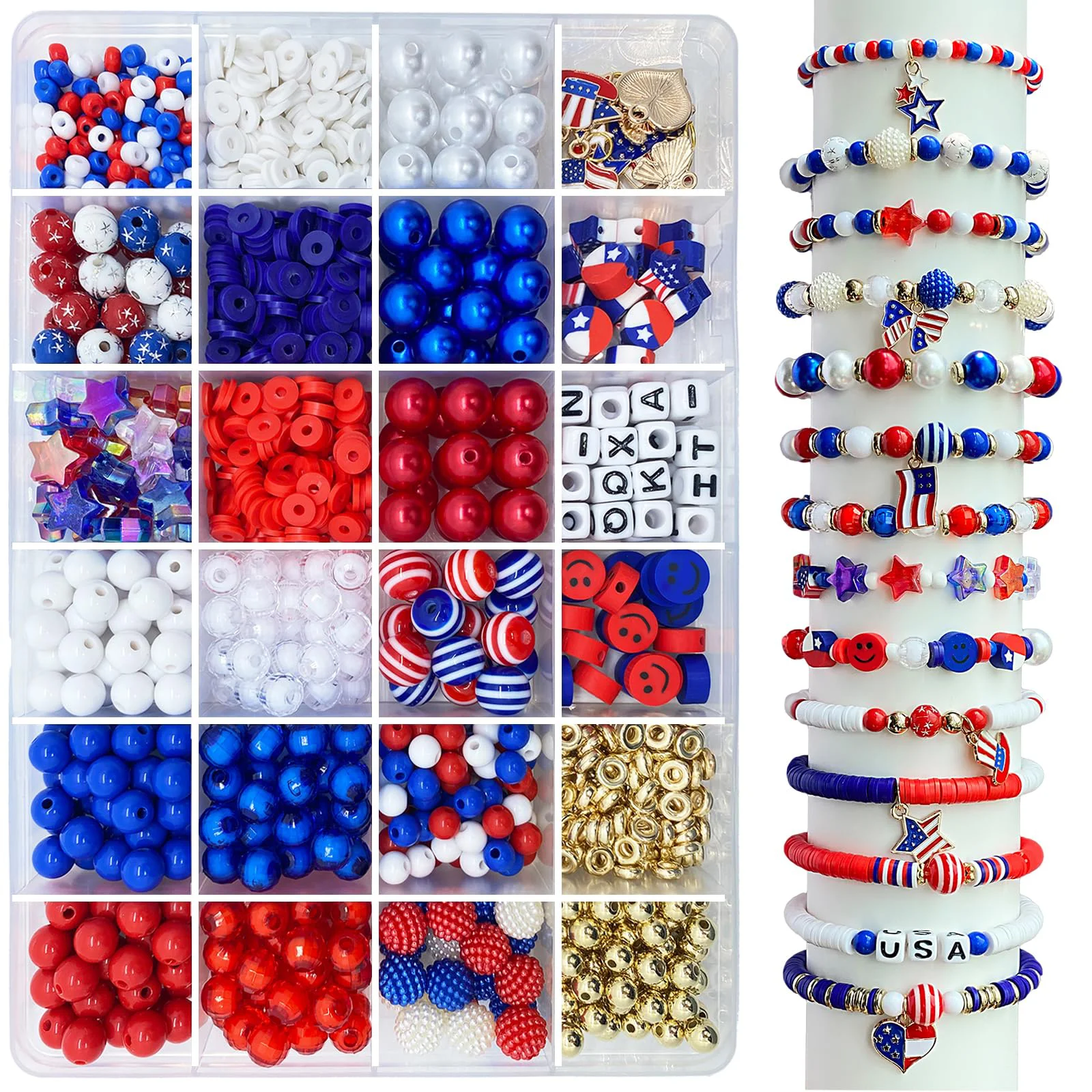 kit-de-fabricacao-de-pulseiras-vermelhas-brancas-e-azuis-com-740-pecas-suprimentos-patrioticos-para-o-dia-da-independencia-com-contas-de-argila-polimerica-berloques-e-fios-dos-eua