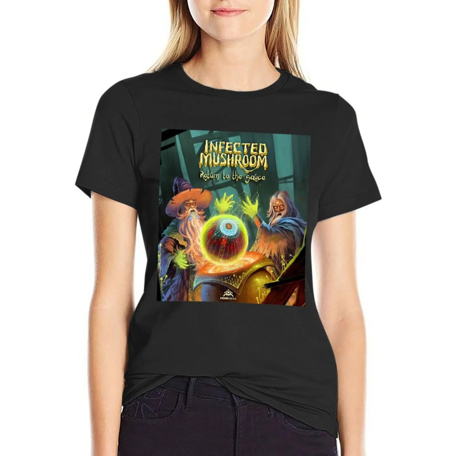 Infected Mushroom Design T-Shirt oversized female fashion woman blouse 2024