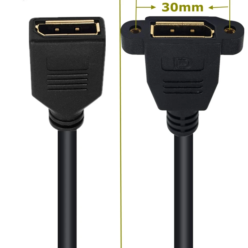 8K/60Hz, 4K/144Hz 90 Degree Mini DisplayPort Male Pair DP Female With Nut Cable, Used for Display Projectors, Laptops, Cameras