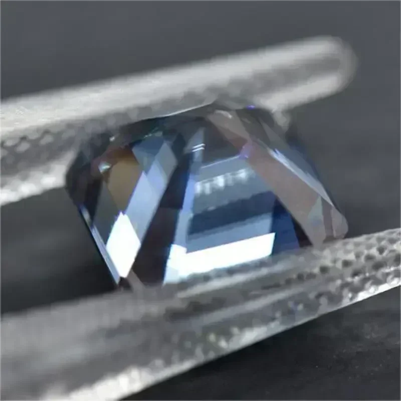 Moissanite Stone Sapphire Blue Asscher Cut with GRA Certificate Pass Diamond Tester for Gemstone Charms Jewelry Making Materials