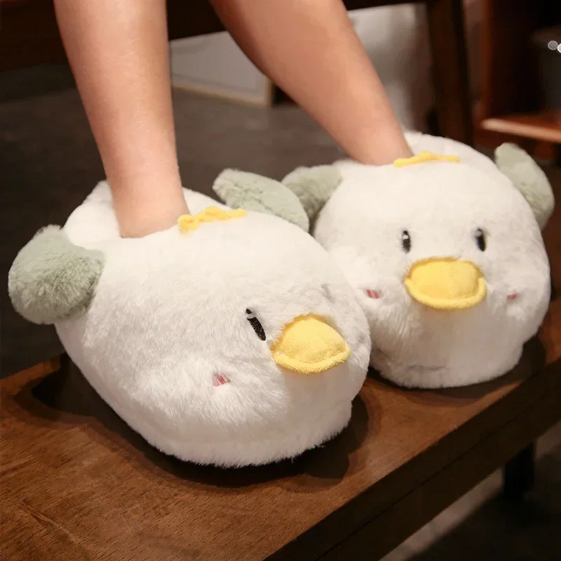 New Cartoon Rabbit Animal Slippers Plush Toy Slippers Cute Shark Duck Slippers Winter Warm Adult Shoes Doll Women's Indoor MN11