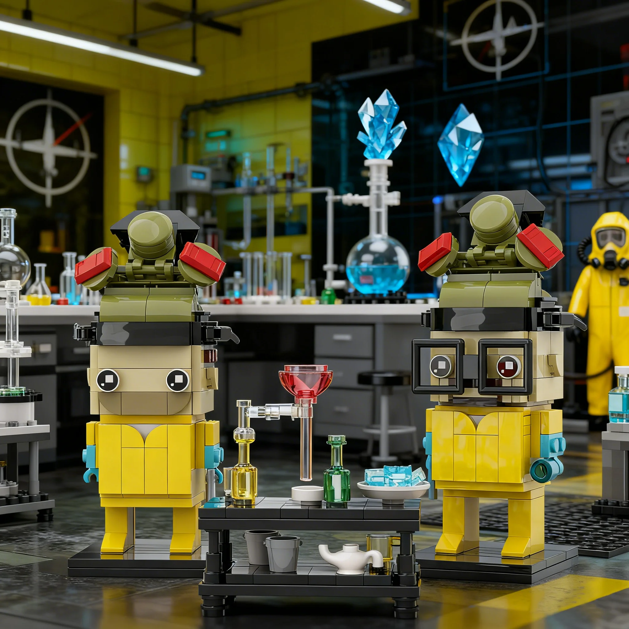 

MOC Breaking Bad Mr White and Mr Pink Figures Bricks Model Chemical Work Environment Building Blocks Kid Toys Gift