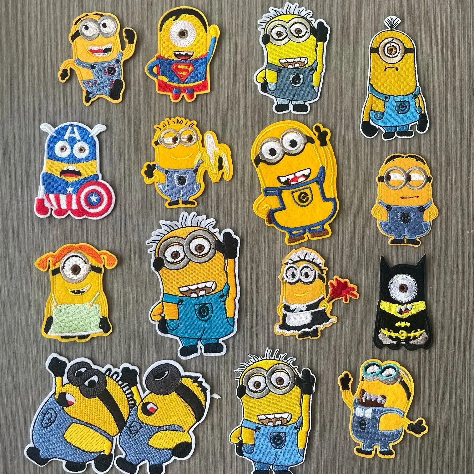 

10/15Pcs Anime Cute Little Yellow Man Iron on Adhesive Embroidery Patches For Sew Child Clothing Coat Backpack Decor Sticker