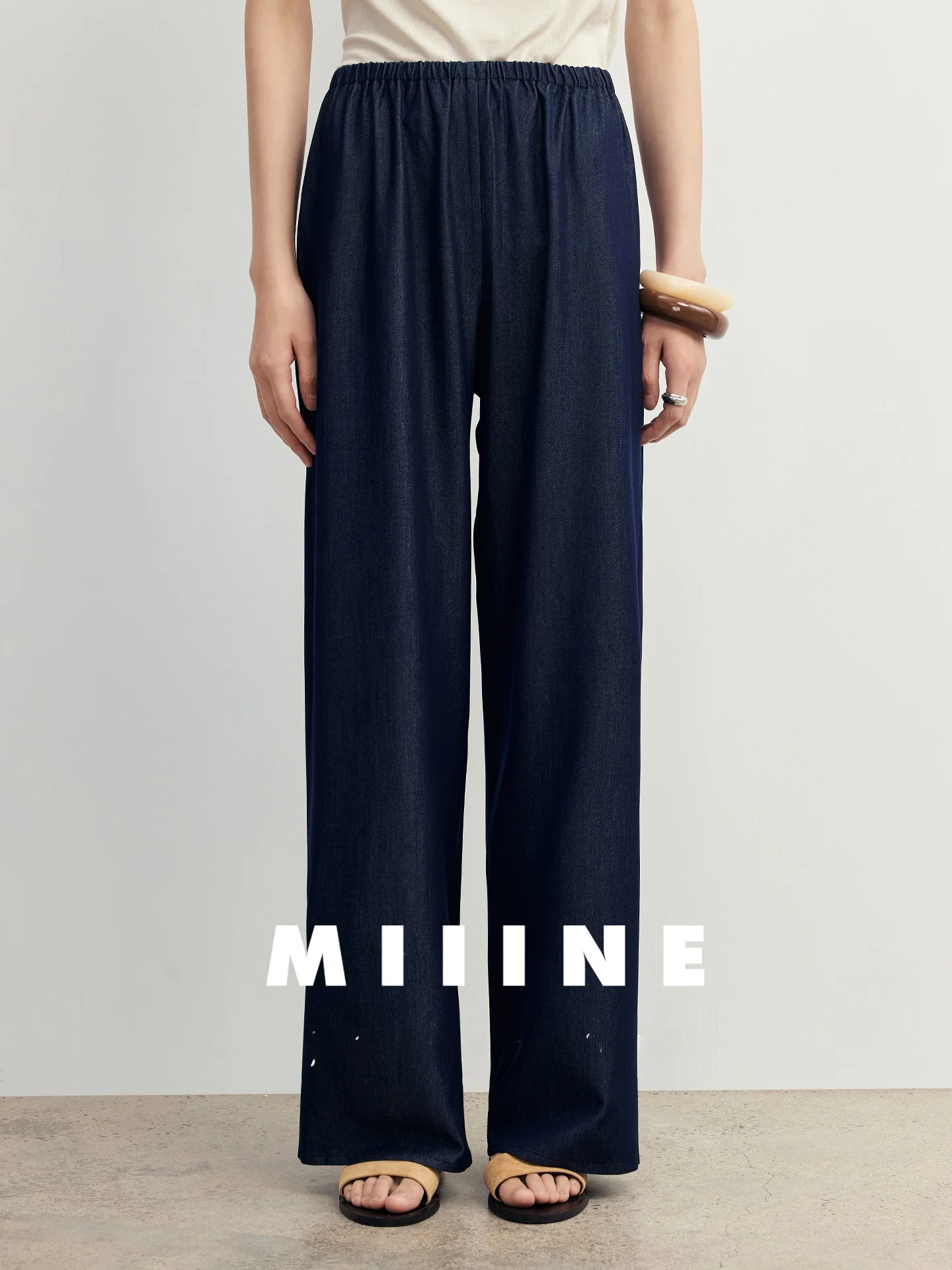 

Летние новые повседневные брюки MIIINE: широкие, прямого кроя, с эластичным поясом, в пол, для женщин