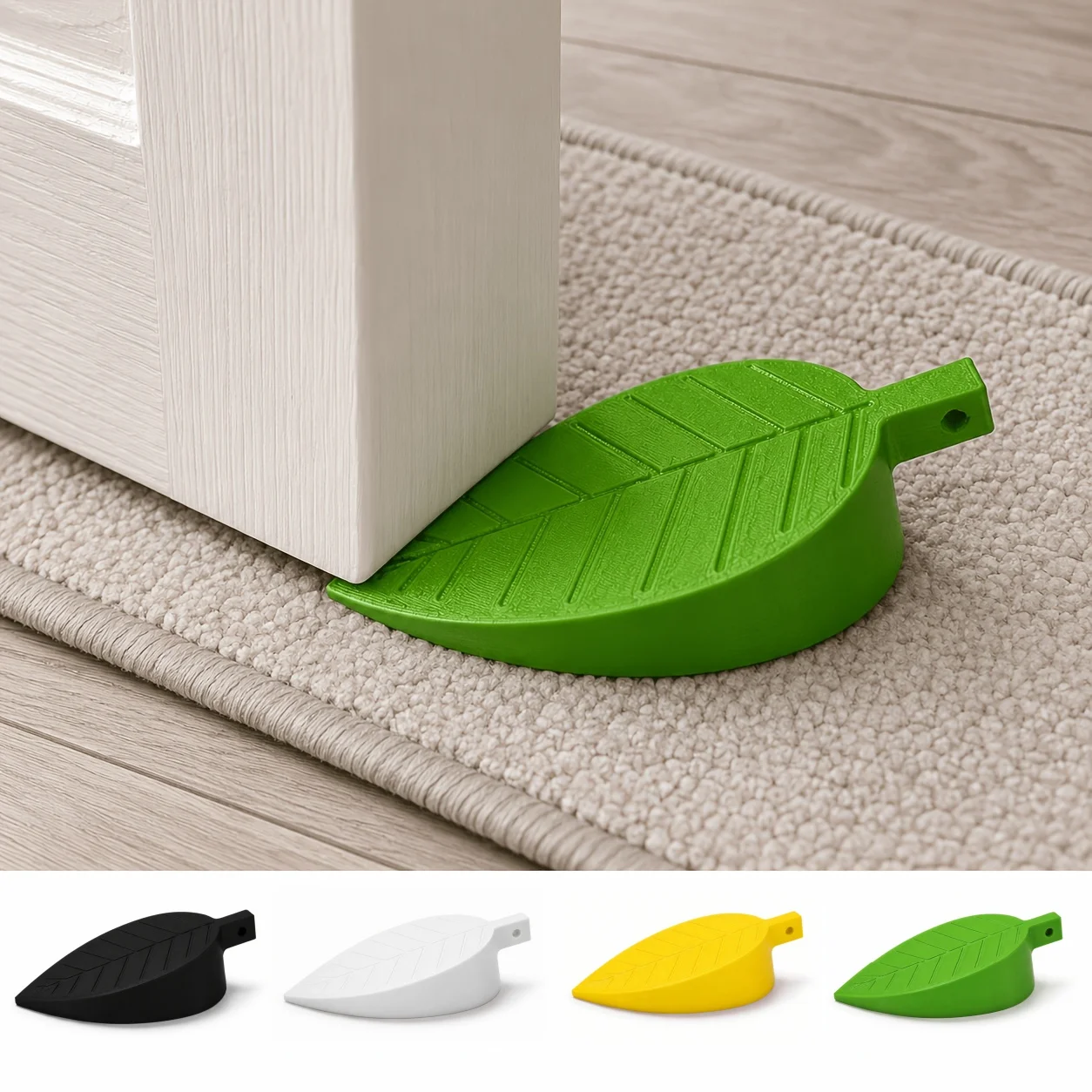 1/2Pcs Leaf Shape Door Stopper Windproof Anti‑Collision Movable Non‑Slip Door Holder Practical Home Door Blocking Gadget