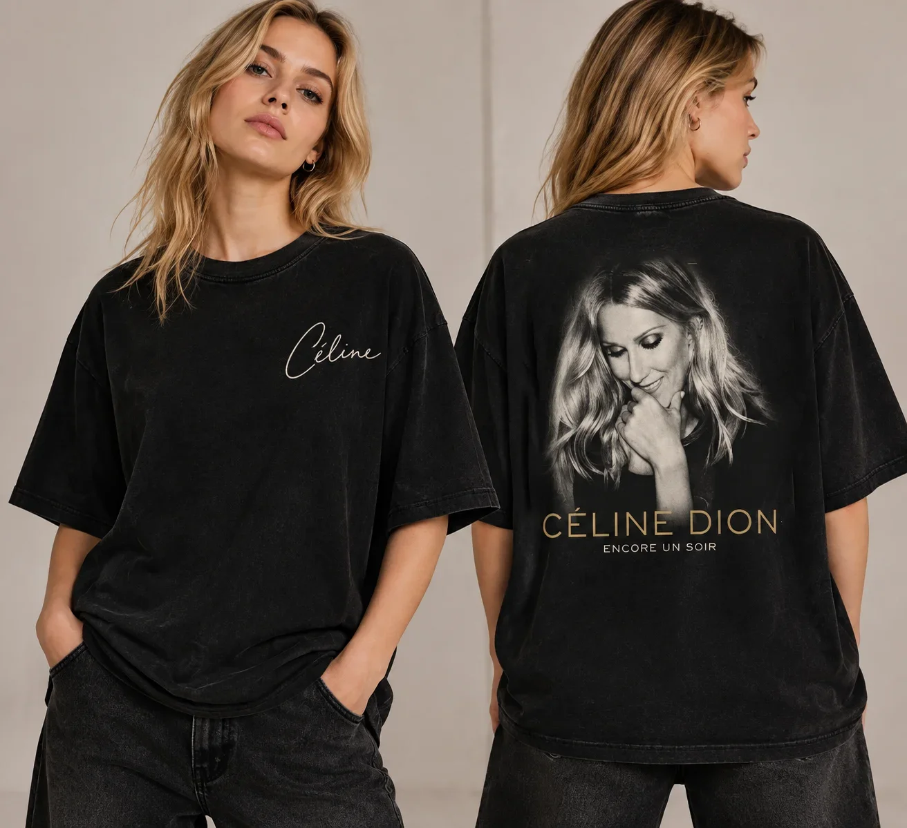 Oversized retro Y2K black T-shirt  Cher Dion retro pattern T-shirt  fan clothing for 90s music legends  nostalgic style T-shirt