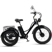 3 Wheel Fatbike Electric Bike 48V 18AH 7-speed Transmission Powerful 24 Inch Electric Tricycle For Cargo Removable Battery